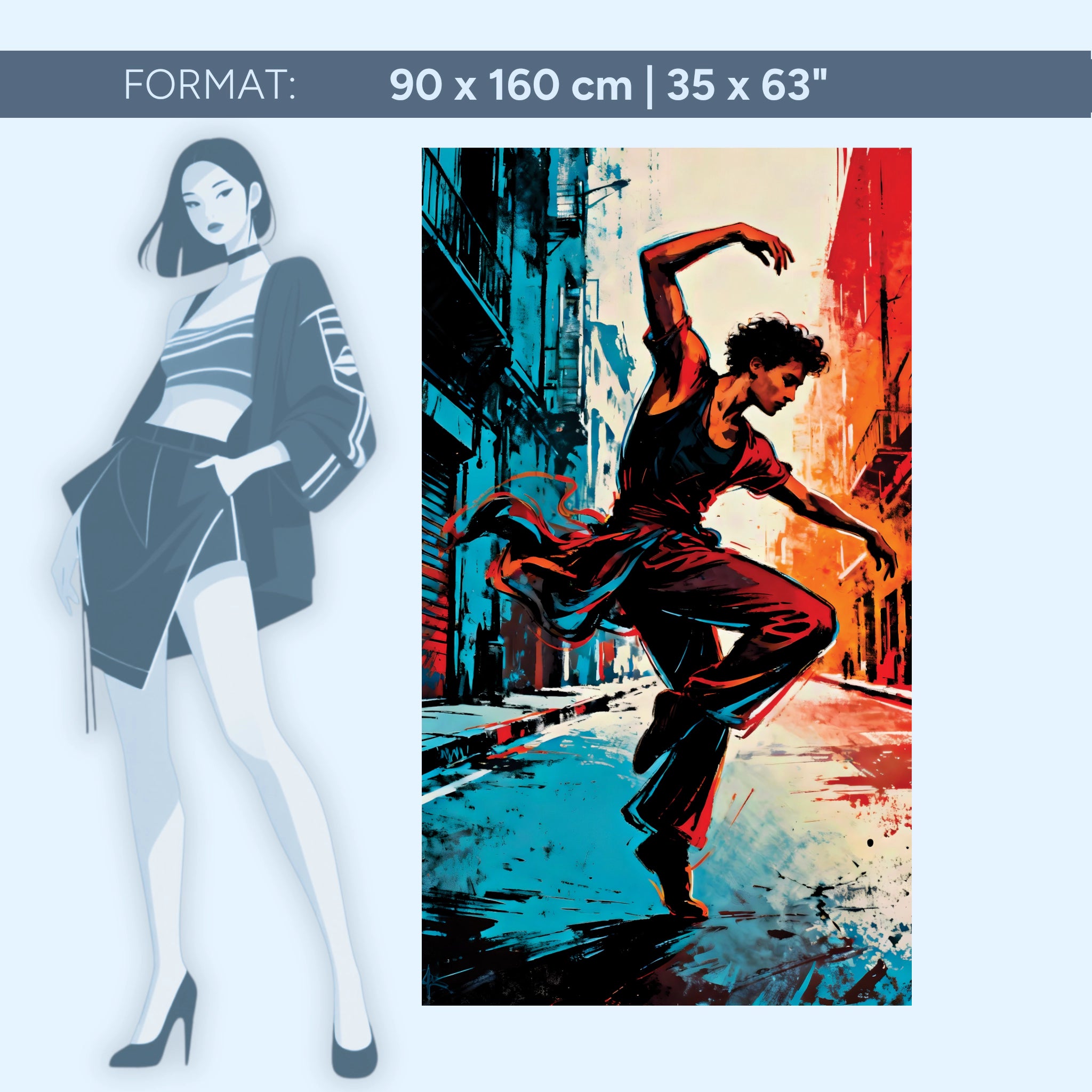 Énergie urbaine – Danser dans le feu de la rue | Décoration murale en verre acrylique de qualité galerie
